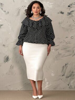 MAGGIE Vintage 80s Black & White Polka Dot Blouse